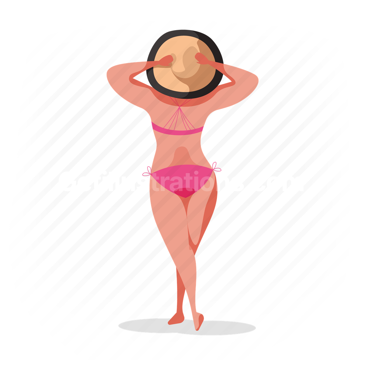 hat, summer, bikini, woman